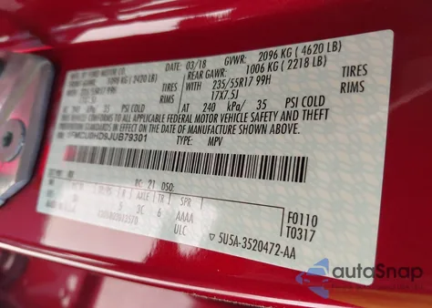 2018 Ford Escape Sel из США, поврежденный, VIN 1FMCU0HD9JUB79301